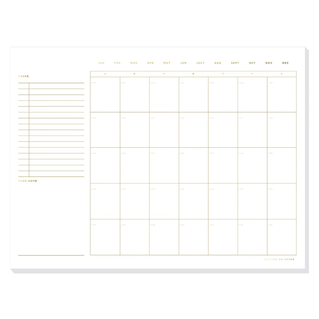Smitten on Paper Desk Pad Open Dated Desk Calendar - White