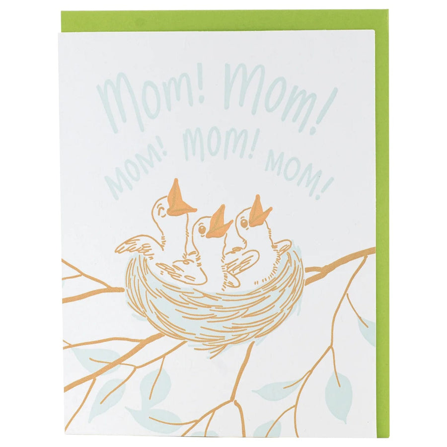 Smudge Ink Card Baby Birds Mom Card