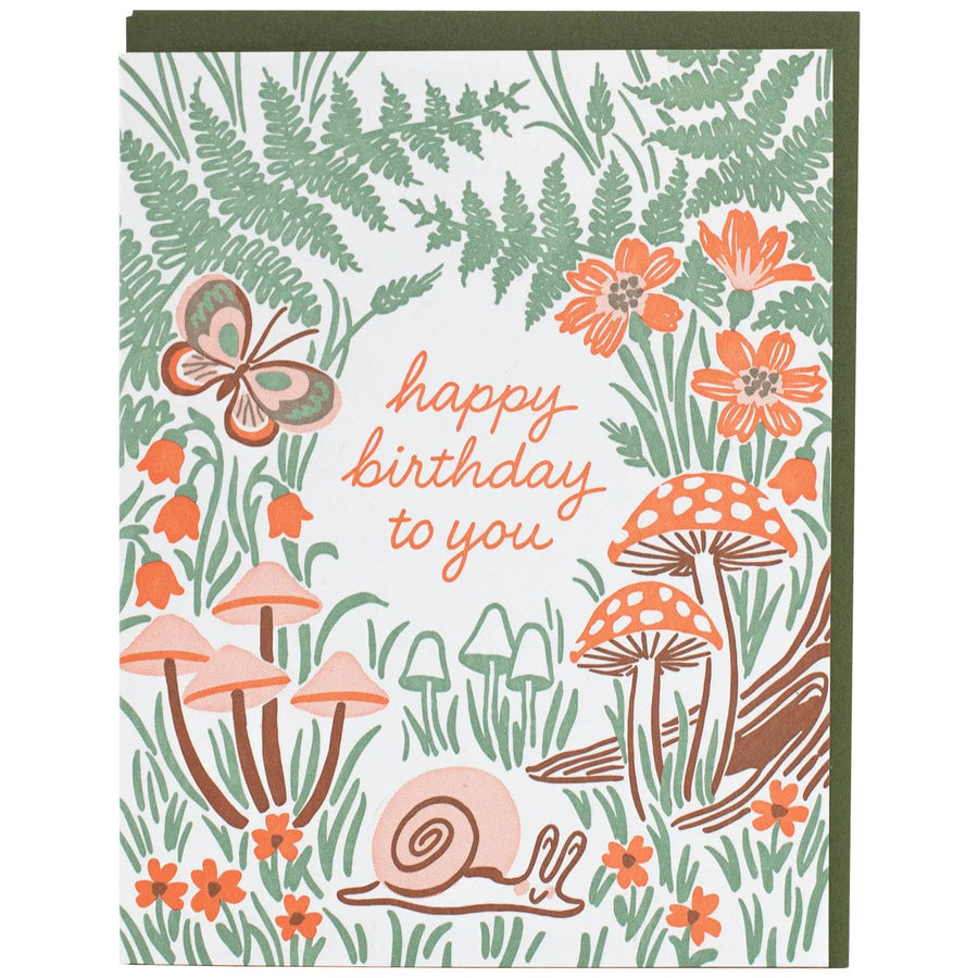 Smudge Ink Card Garden Snail Birthday Card