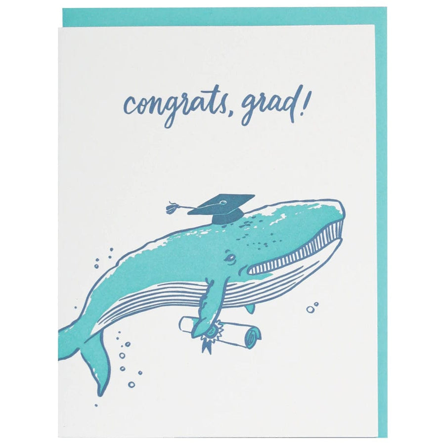 Smudge Ink Card Whale Graduation Card