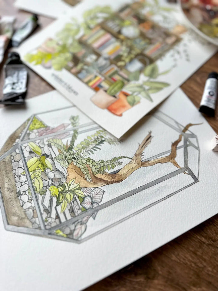 Splatter & Bloom Watercolors Watercolor Painting Kit - Plant Zen, Beginner Skill Level