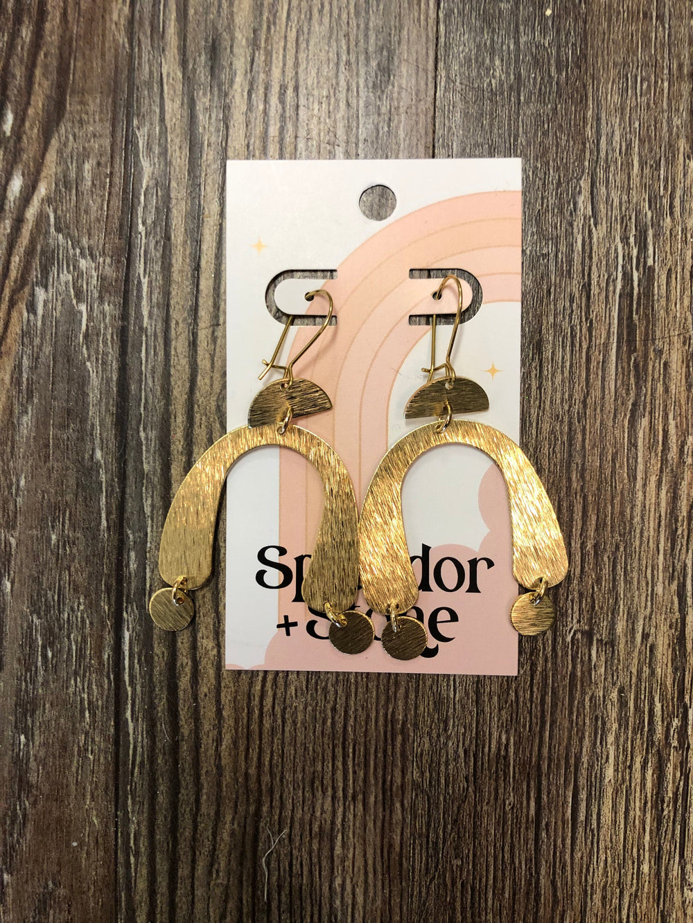 Splendor and Stone earrings arches Etched Brass Shape Earrings