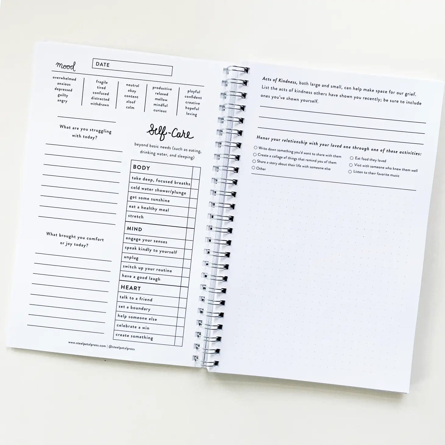 Steel Petal Press Card Circles Grief Journal Notebook