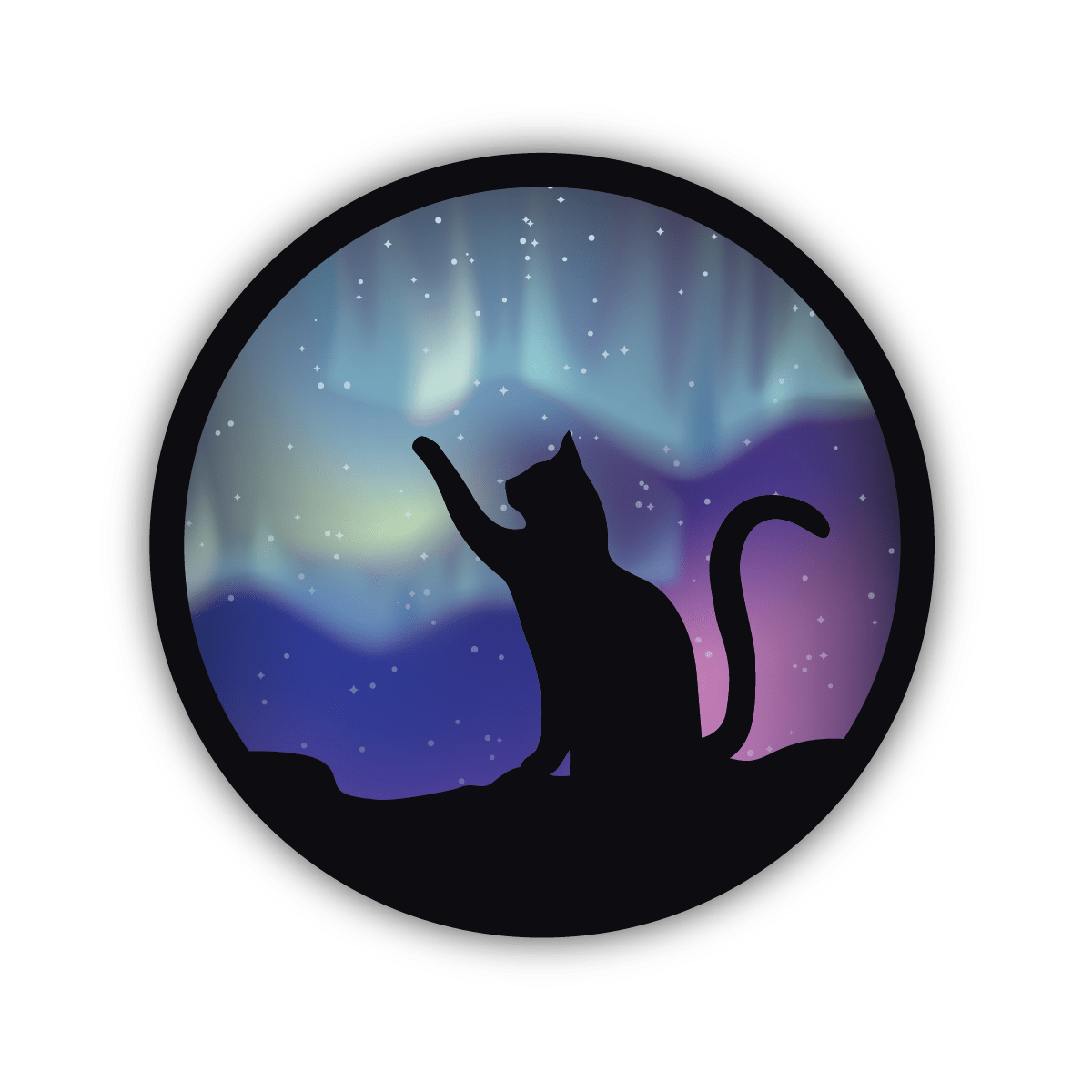 Stickers Northwest Sticker Northern Lights Cat Sticker
