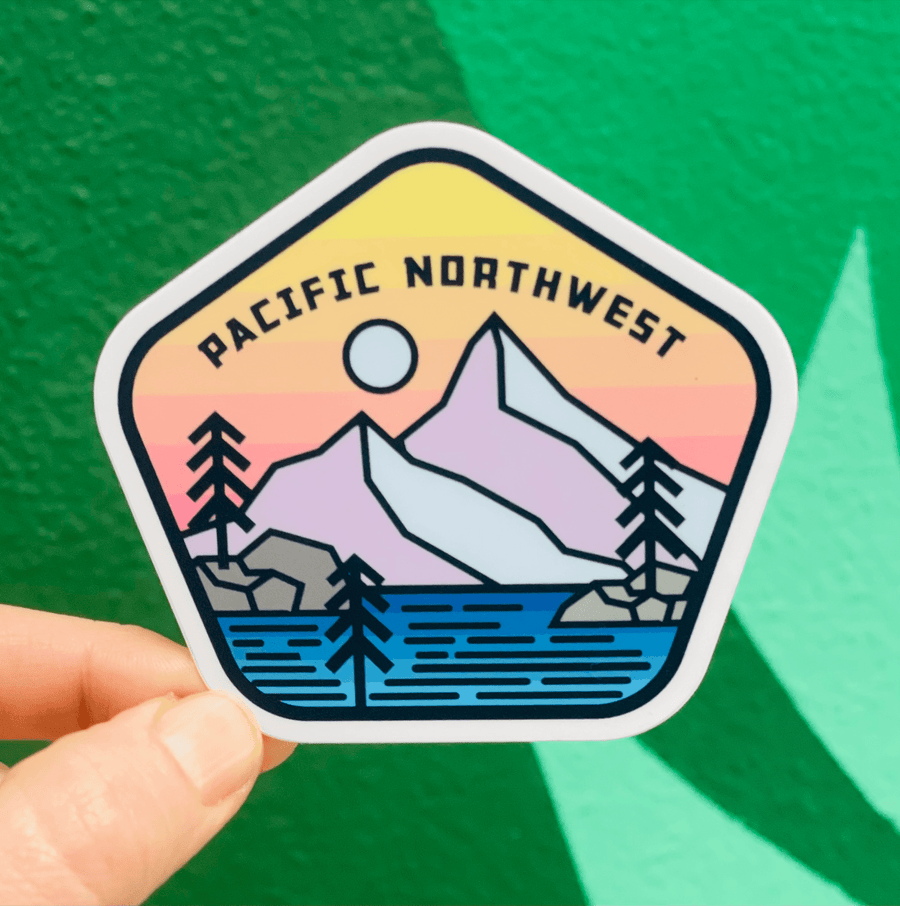 Stickers Northwest Sticker Pacific Northwest Mountain Scene Sticker