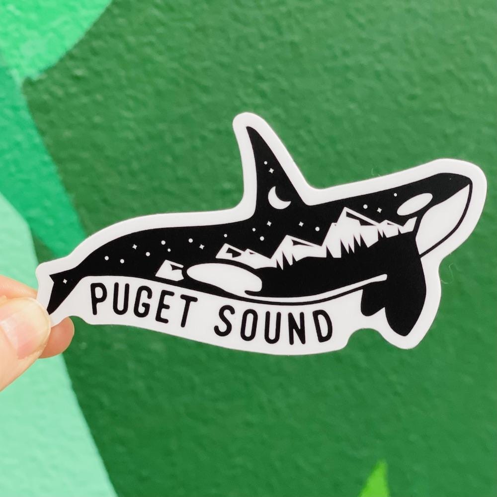 Stickers Northwest Sticker Puget Sound Night Orca Sticker