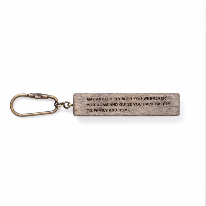 Sugarboo Keychain May Angels Fly With You Wood Quote Keychain