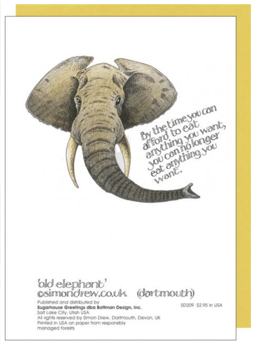 Sugarhouse Greetings Card Old Elephant Card