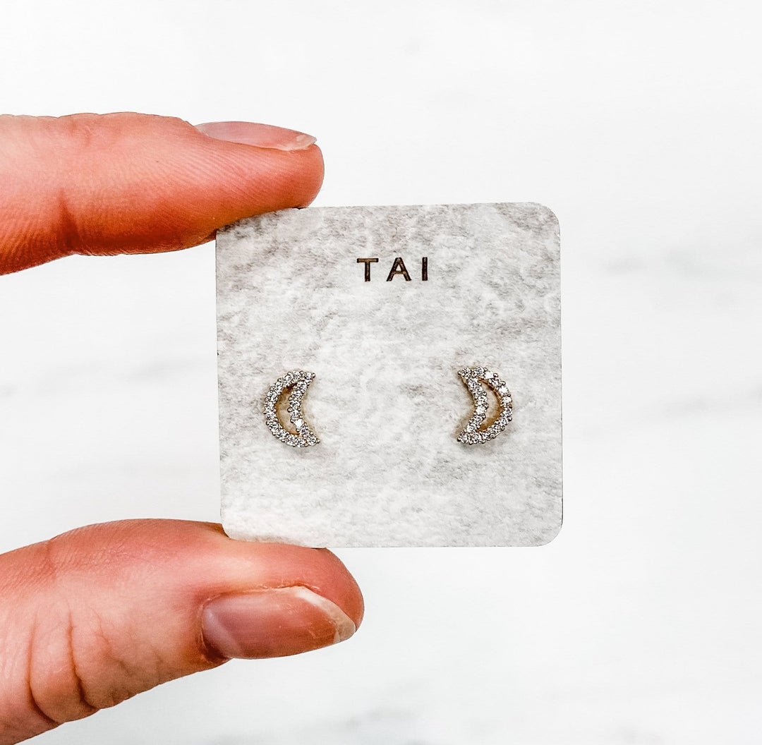TAI Jewelry Earrings Moon Stud Earrings