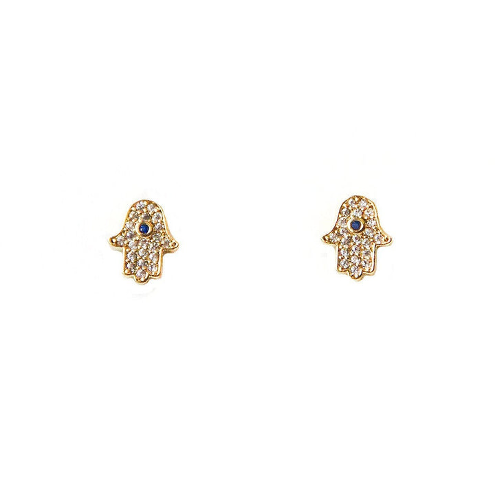 TAI Jewelry Earrings Pave Mini Hamsa Earrings - Gold