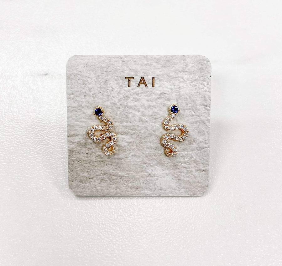 TAI Jewelry Earrings Snake Stud Earrings - Gold