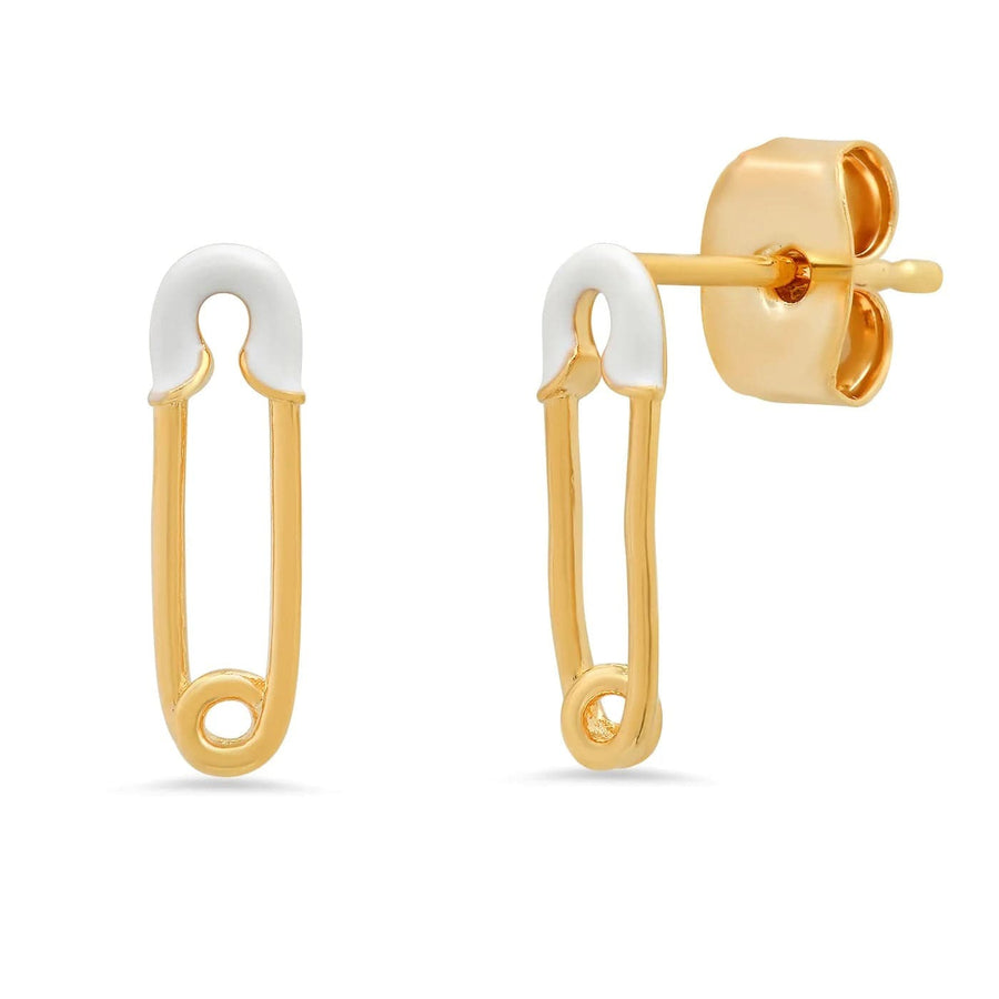 TAI Jewelry Enamel Safety Pin Studs - White
