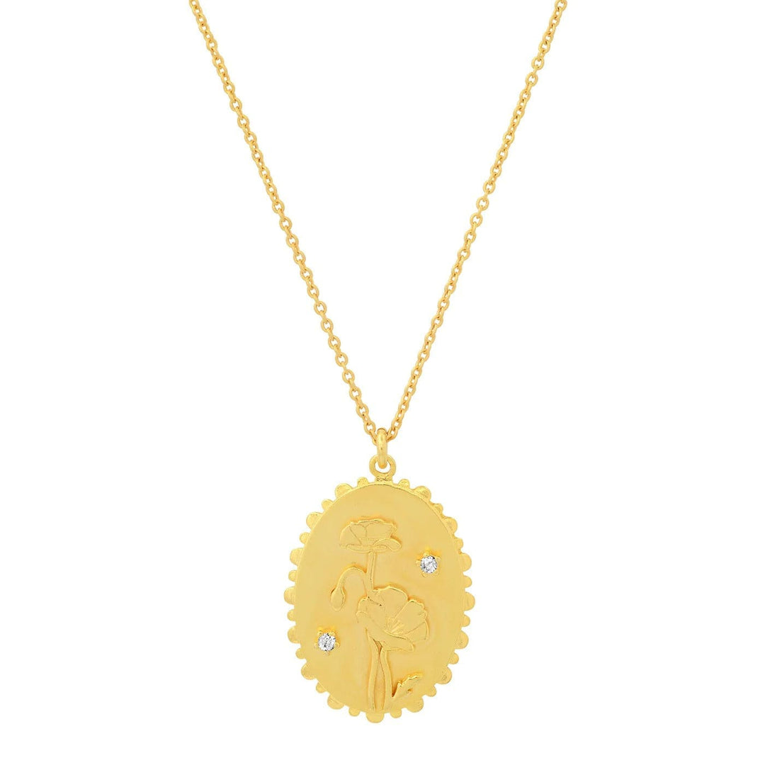 TAI Jewelry Gold Flower Coin Pendant Necklace