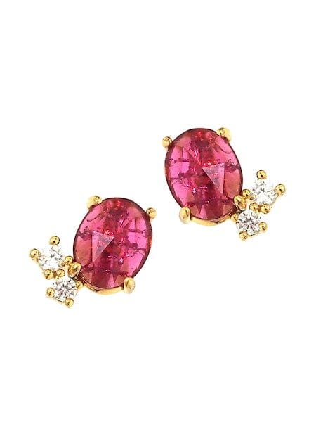 TAI Jewelry Gold Post Earrings with Red Rock Crystals