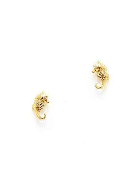 TAI Jewelry Gold Seahorse Stud Earrings