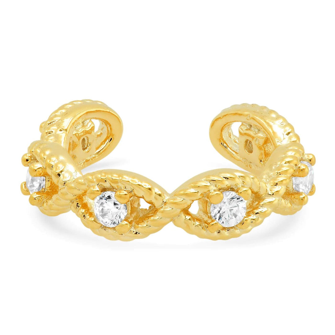 TAI Jewelry Gold Twist Ear Cuff with CZ Accents