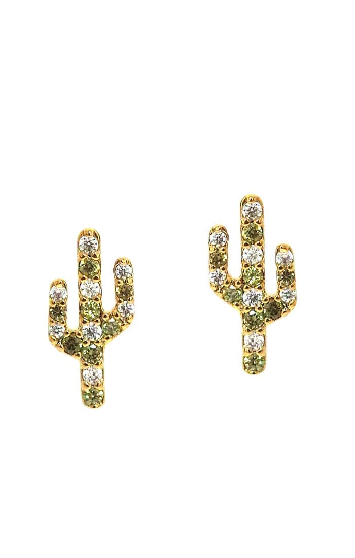TAI Jewelry Pave Cactus Stud Earrings