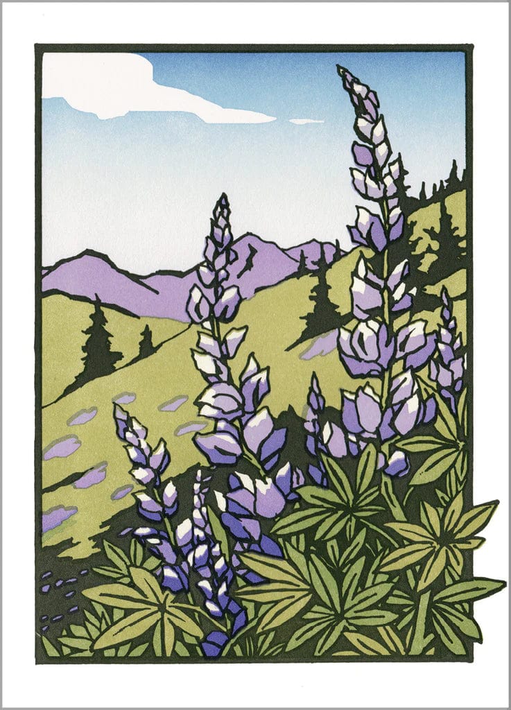 The Arts & Crafts Press Card Lupines - Blank Card