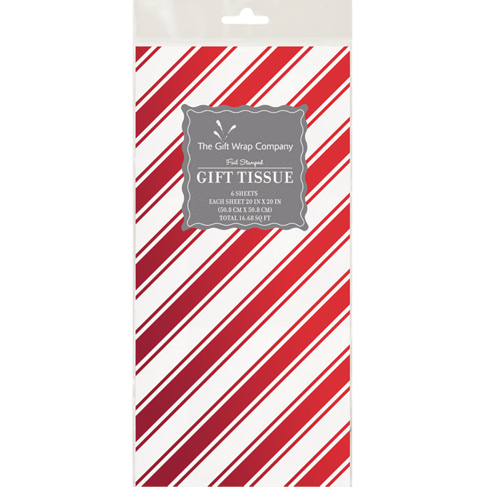 The Gift Wrap Company Gift Wrap Foil Stamped Red Cane Tissue