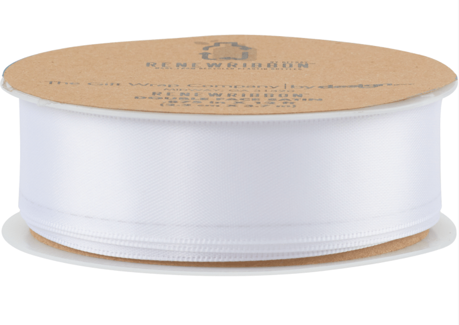The Gift Wrap Company Ribbon Renewribbon™ White Double Faced Satin Ribbon