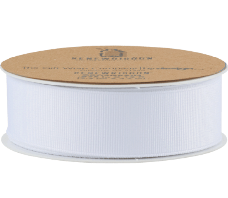 The Gift Wrap Company Ribbon Renewribbon™ White Grosgrain Ribbon