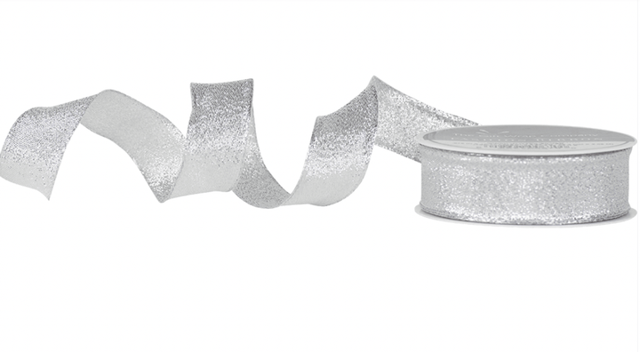The Gift Wrap Company Ribbon Silver Metallic Wired Glitter Ribbon