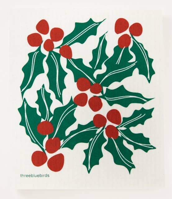 Three Bluebirds Swedish Dishcloth Holly Swedish Dishcloth