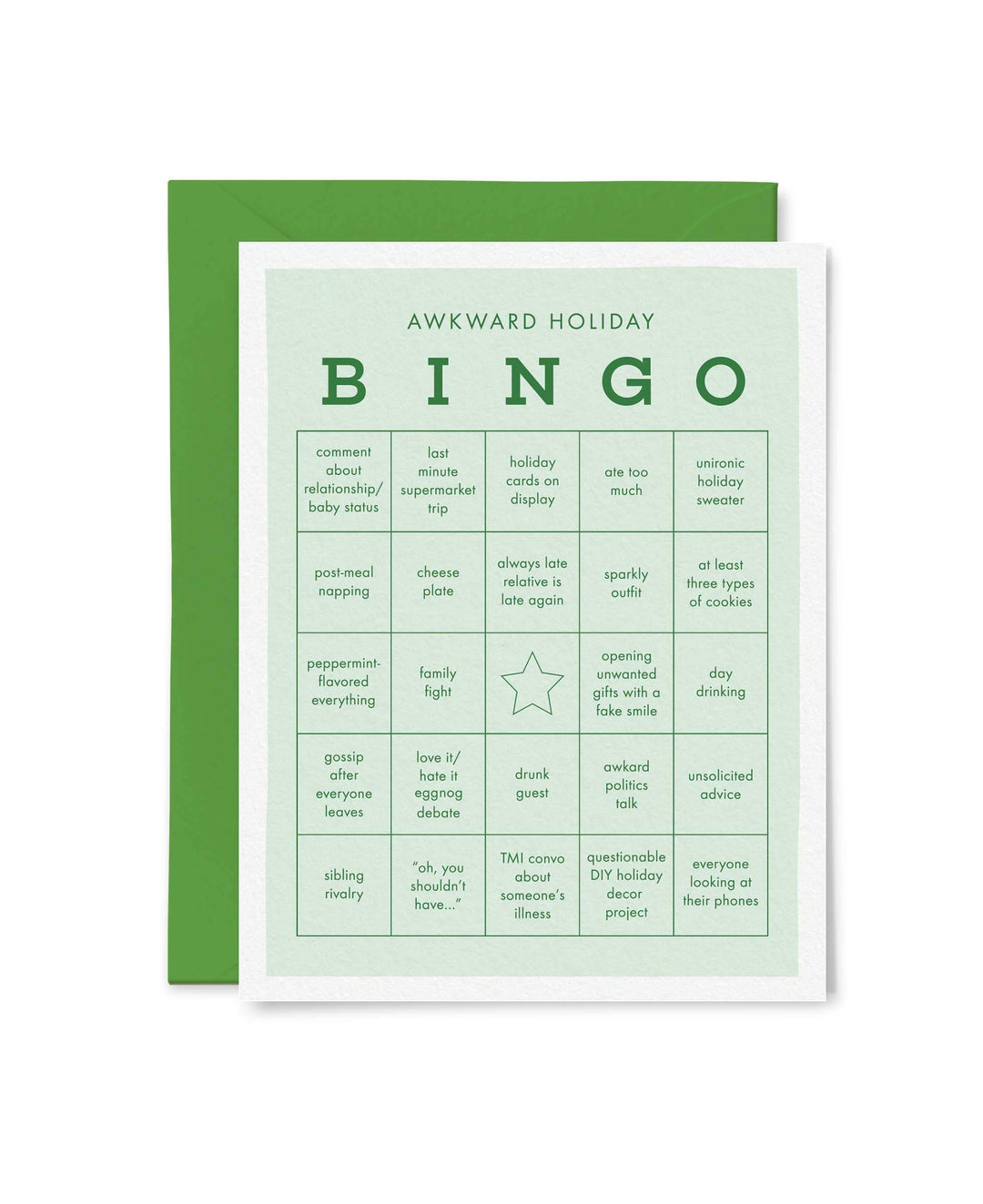 Tiny Hooray Card Awkward Holiday Bingo Card