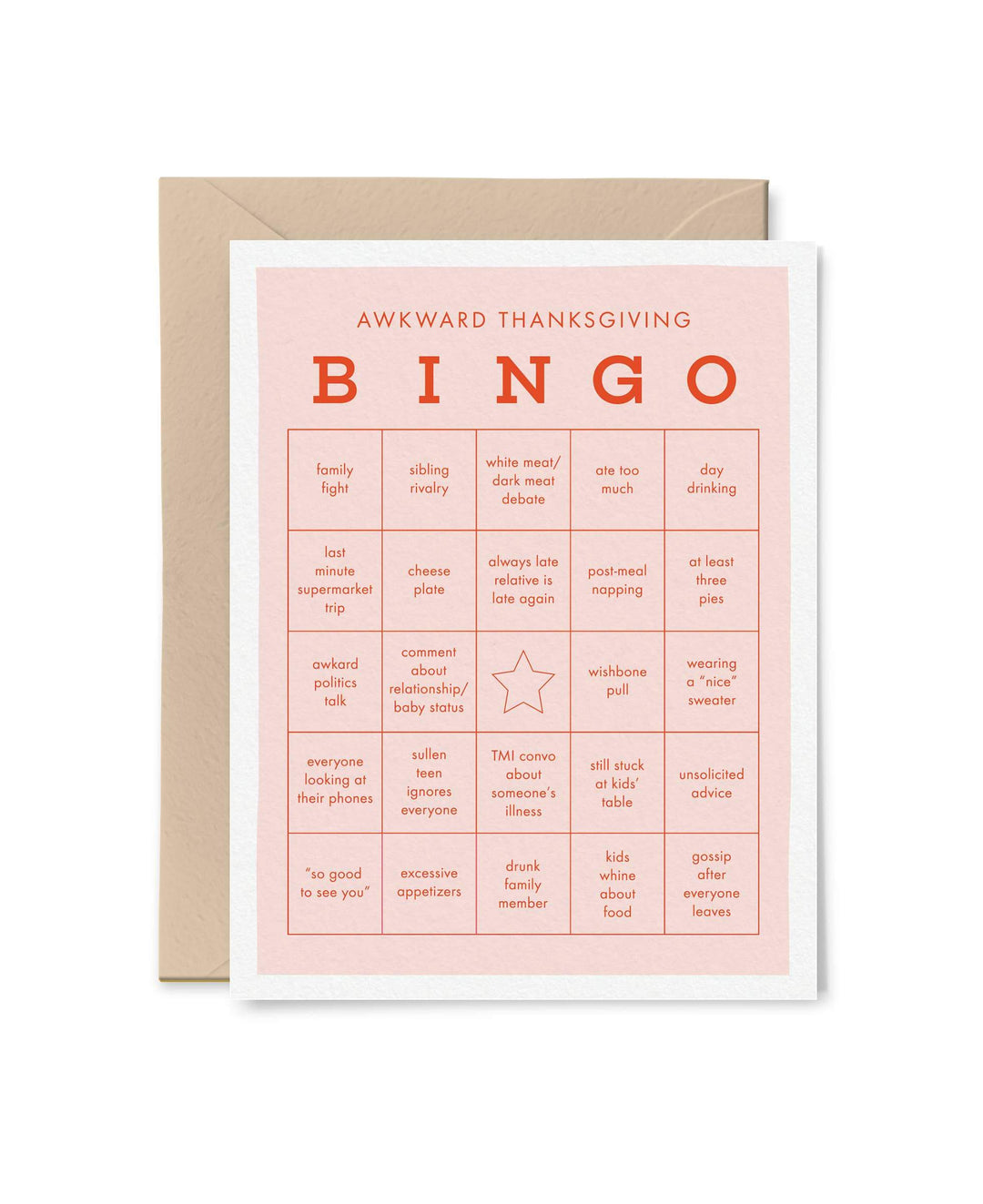 Tiny Hooray Card Awkward Thanksgiving Bingo Card