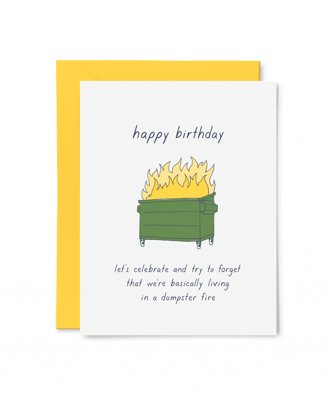 Tiny Hooray Card Dumpster Fire Birthday Card