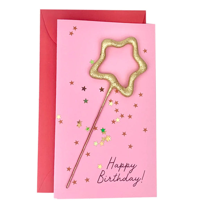 Tops Malibu Card Pink Card Confetti Sparkler Cards Happy Birthday!