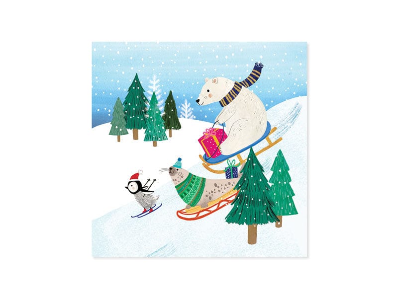 Up With Paper Card Arctic Sledding Christmas Pop-Up Card