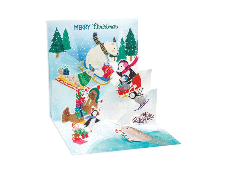 Up With Paper Card Arctic Sledding Christmas Pop-Up Card