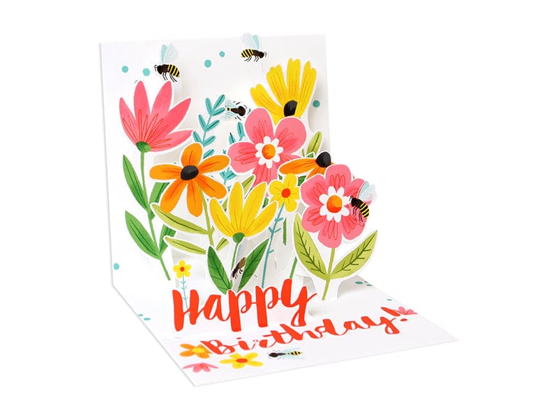 Up With Paper Card Bees and Flowers Birthday Pop-Up Card