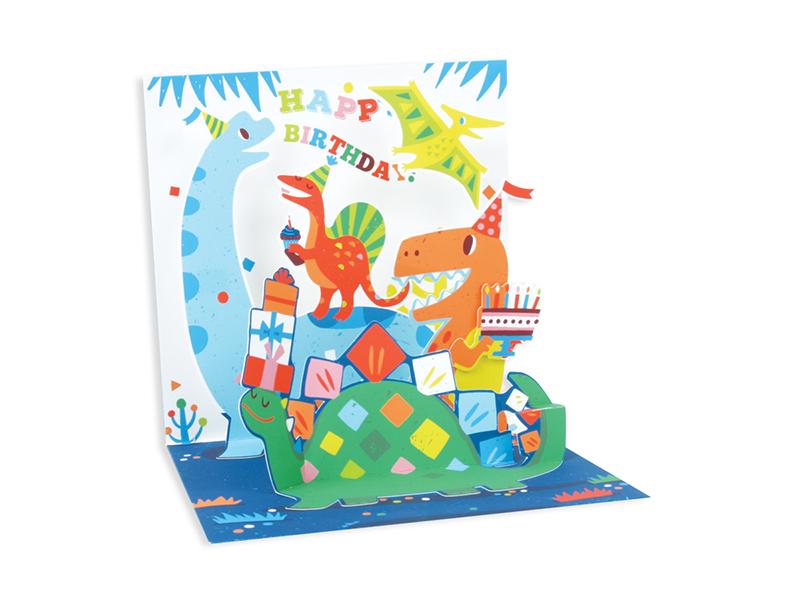 Up With Paper Card Dinosaurs Birthday Pop-Up Card