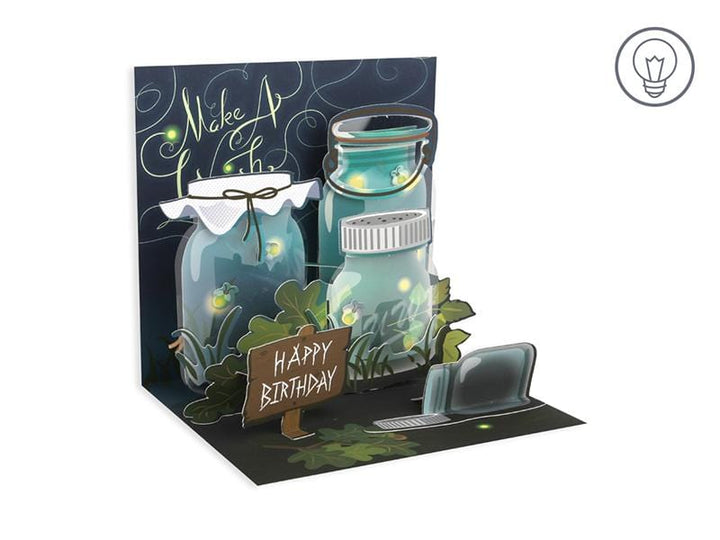 Up With Paper Card Lightening Bugs Pop-Up Birthday Card w/ Lights