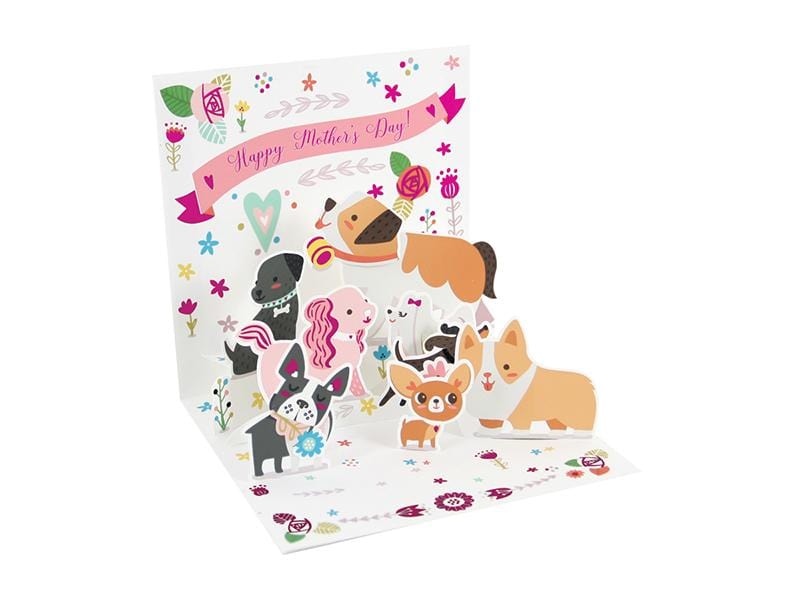 Up With Paper Card Mother's Day Puppies Pop-Up Card
