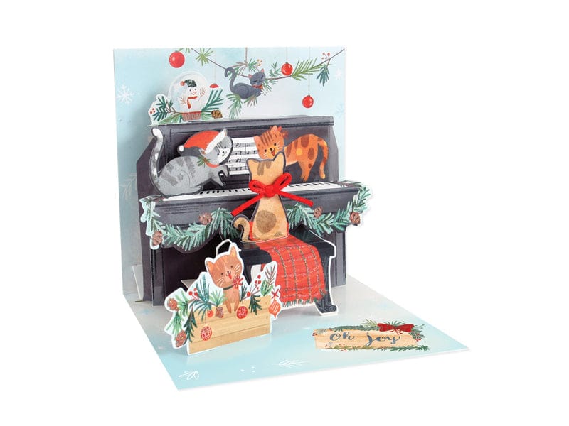 Up With Paper Card Piano Cats Christmas Pop-Up Card