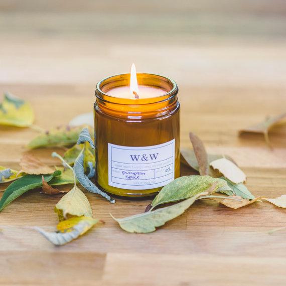 wax & wool Candle Amber Jar Pumpkin Spice - 9 oz Pure Soy Wax Candle