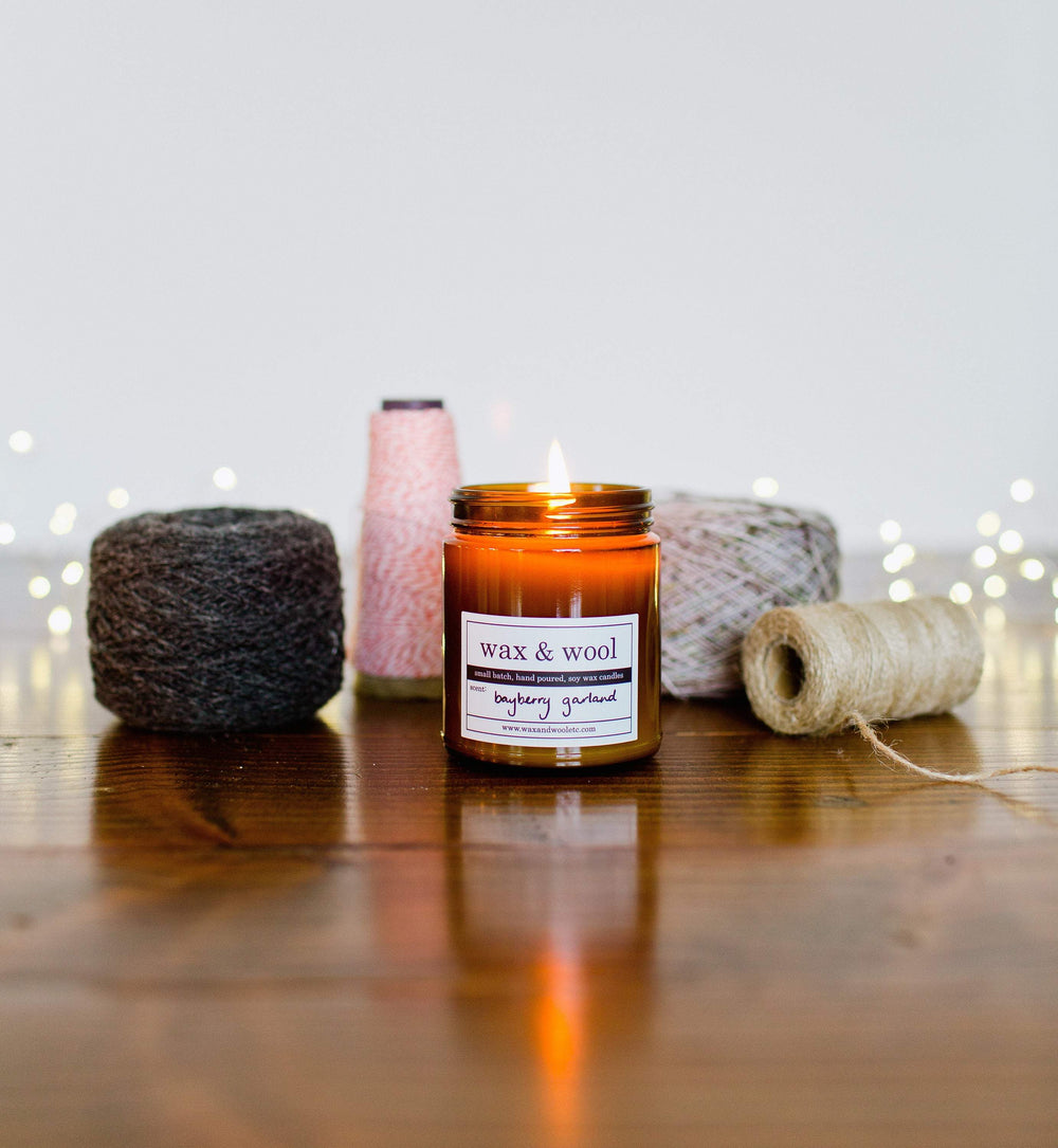 wax & wool Candle Bayberry Garland - 9oz Pure Soy Wax Candle