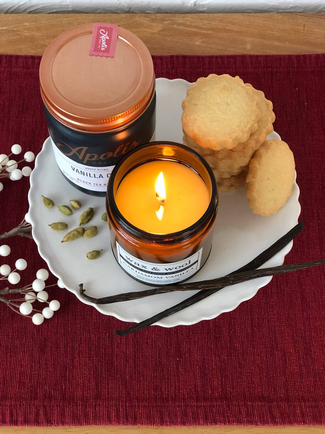 wax & wool Candle Cardamom Vanilla – 9 oz Pure Soy Wax Candle