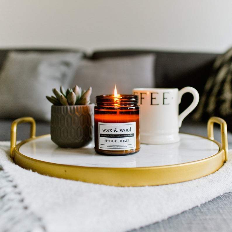 wax & wool Candle Hygge Home 9oz Pure Soy Wax Candle - Amber Jar