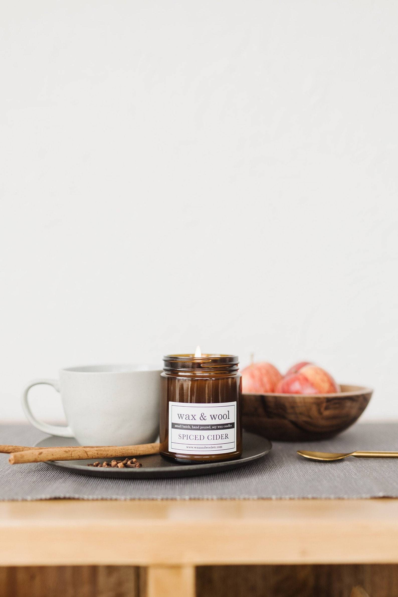 wax & wool Candle Spiced Cider - 9 oz Pure Soy Wax Candle