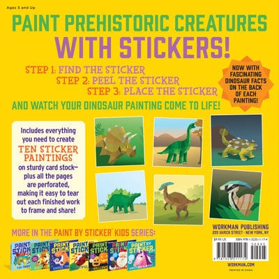 Workman Publishing Activity Book Paint by Sticker Kids: Dinosaurs