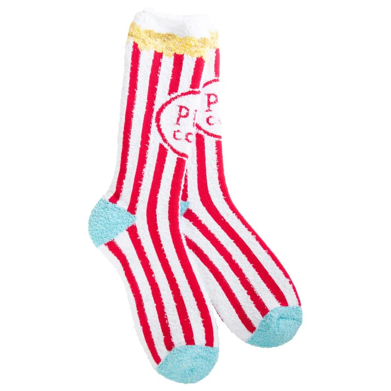 World's Softest Socks Socks Holiday Fall Cozy Crew Socks - Popcorn