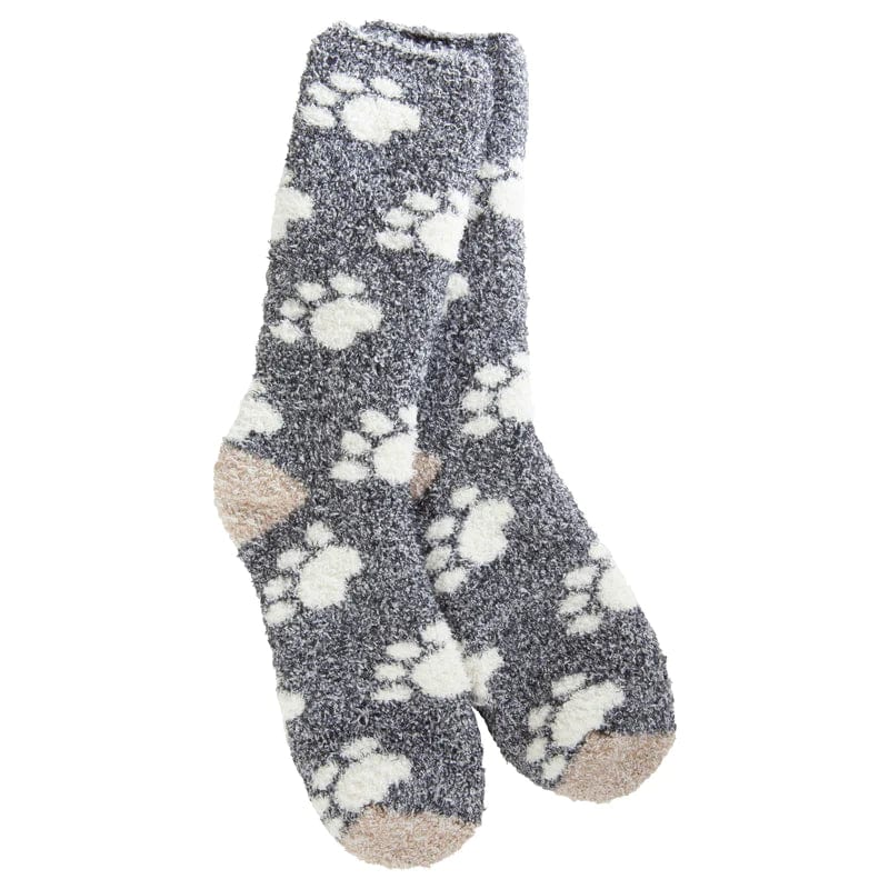 World's Softest Socks Socks Pawprint Knit Pickin' Fireside Crew Socks