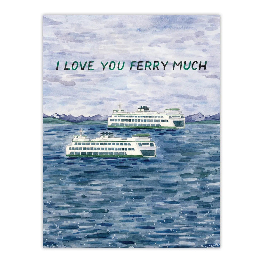 Yardia Card I Love You Ferry Much Card - Watercolor Love Card