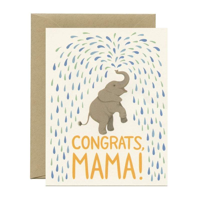 Yeppie Paper Card Baby Shower Baby Elephant Card - "Congrats, Mama!"