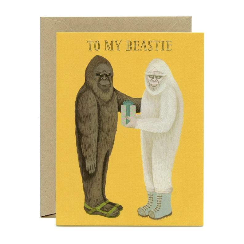 Yeppie Paper Card Bigfoot & Yeti Birthday Card - "To My Beastie"