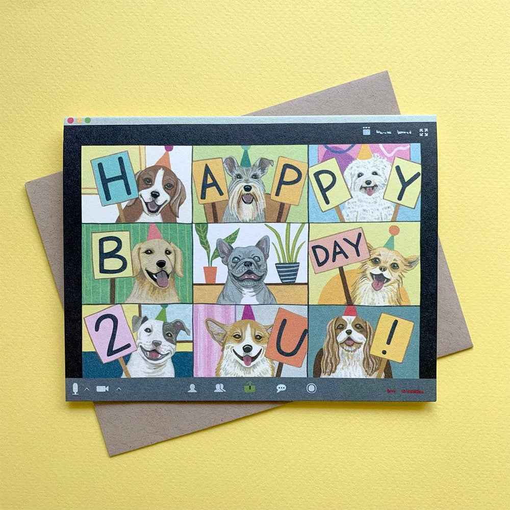Yeppie Paper Card Dog Zoom Birthday Card